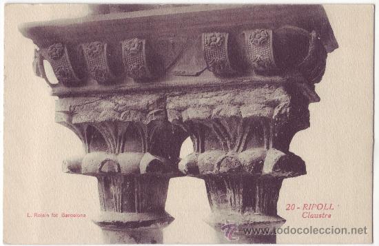 Postales: Monasterio de Ripoll (Gerona): Claustro. L. Roisin. No circulada (A&ntilde;os 20)