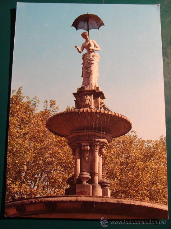 Postales: POSTAL DE BARCELONA, CATALUÑA. AÑO 1970. PARQUE DE LA CIUDADELA. DAMA PARAGUAS. 562.
