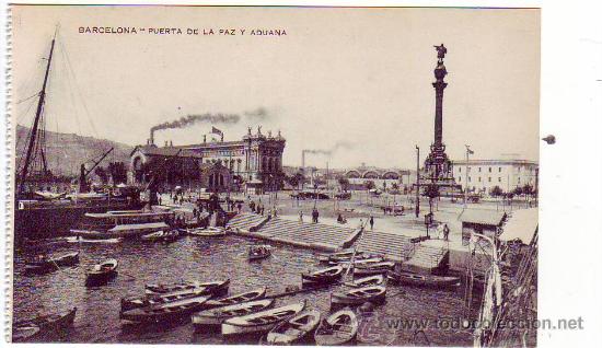 Postales: barcelona - puerta de la paz y aduana - Foto 1