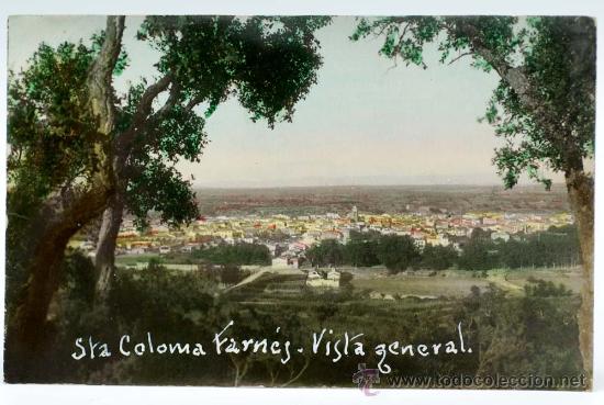 Postkarten: Postal Santa Coloma Farn&eacute;s Vista general Coloreada sin editor escrita