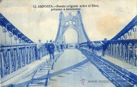 Postales: AMPOSTA : Puente colgante , pr&oacute;ximo a terminarse
