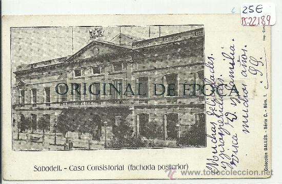 Postkarten: (PS-22189)POSTAL DE SABADELL-CASA CONSISTORIAL