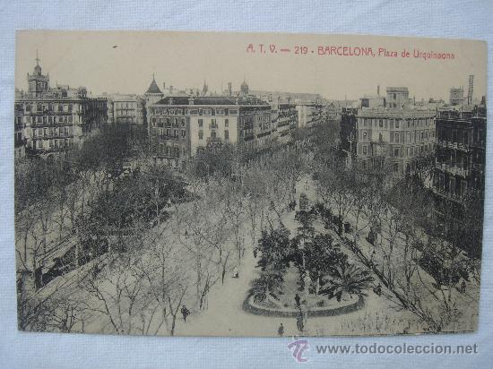 Postales: BARCELONA, PLAZA DE URQUINAONA. CIRCULADA, ESCRITA Y CON SELLO 10 CTS DE ALFONSO XIII (10-VII-16)