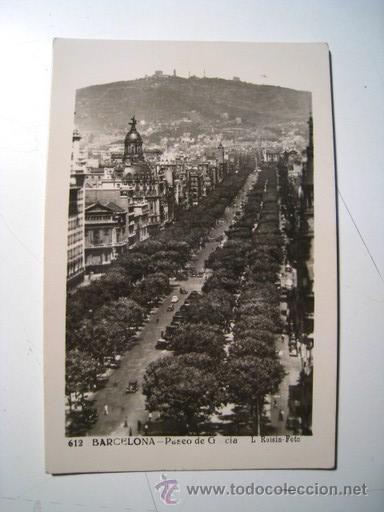 Postales: BARCELONA: PASEO DE GRACIA - Foto 1