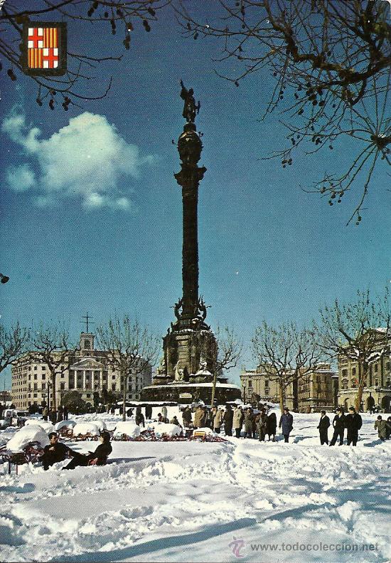 Postales: BARCELONA,COLON, TEMA NEVADA. SOBERANAS. - Foto 1
