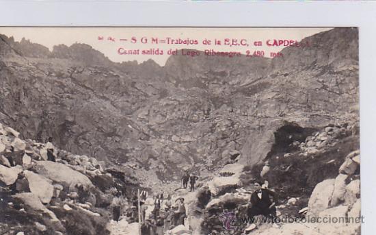 Postkarten: POSTAL FOTOGRAFICA CAPDELLA CANAL SALIDA DEL LAGO RIBANEGRA TRABAJOS DE LA E.E.C.