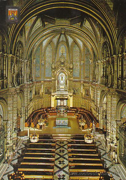Postales: Montserrat, interior de la Basilica - Foto 1