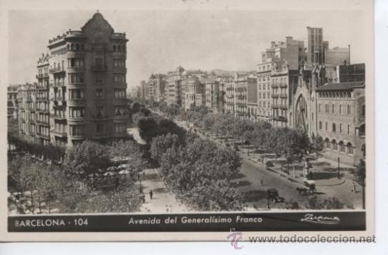 Postales: BARCELONA .  AVDA. DEL GENERALISIMO FRANCO - Foto 1