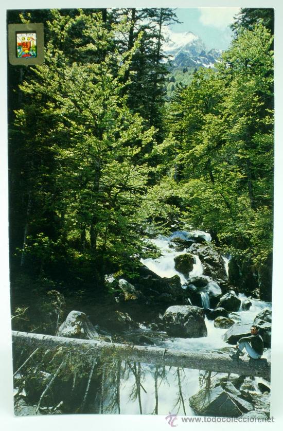Postales: Postal Vall Aran Artiga de Lin Cascada Joeu Escudo de Oro a&ntilde;os 70 sin circular