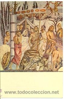 Postcards: 7-esp694. Postal Costa Brava. Ampurias.Mosaico Romano del Sacrificio de Ifigenia