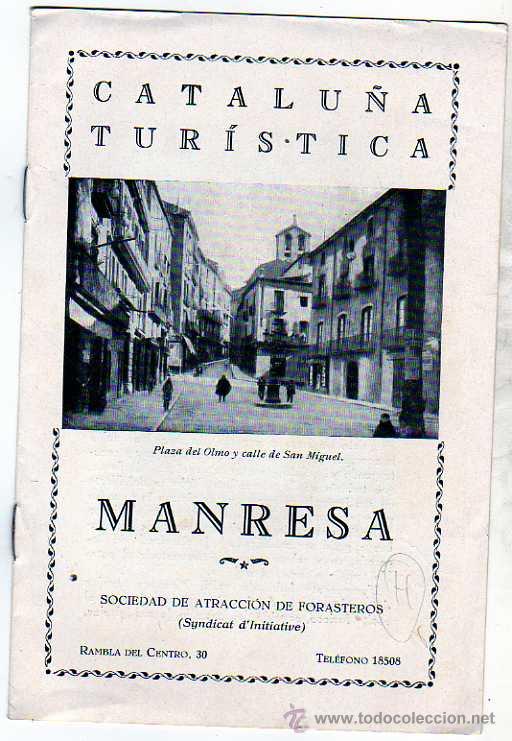 Postales: Catalu&ntilde;a tur&iacute;stica. Manresa. Sociedad de atracci&oacute;n de forasteros. 19 x 13 cm. 4 hojas.