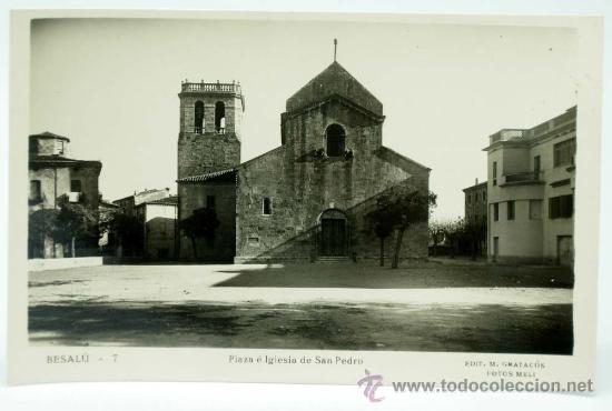 Cartes Postales: Postal Besal&uacute; Plaza e Iglesia de San Pedro Ed M Gratac&oacute;s Fotos Meli a&ntilde;os 50 sin circular
