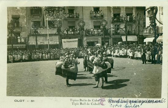 Postales: OLOT. BAILE DE LOS CABALLITOS. HACIA 1930. - Foto 1