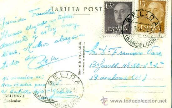 Postales: GELIDA. FUNICULAR. CIRCULADA EN 1963 - Foto 2