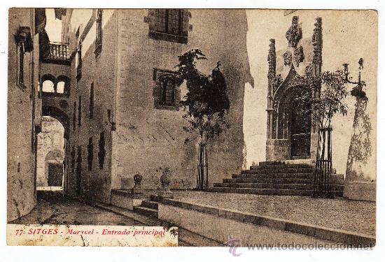 Postales: Postal de Sitges Palacio de Marycel con sello - Foto 1