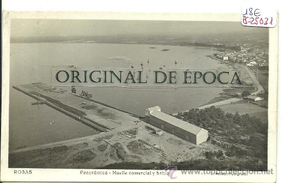 Postkarten: (PS-25031)POSTAL FOTOGRAFICA DE ROSAS-PANORAMICA.MUELLE COMERCIAL Y BAHIA