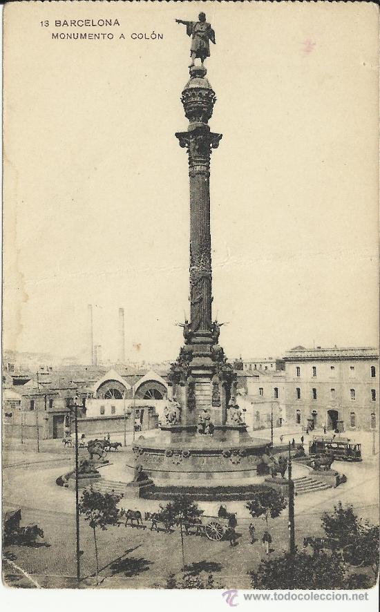 Postales: BARCELONA MONUMENTO A COLON SIN CIRCULAR - Foto 1