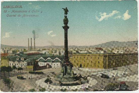 Postales: BARCELONA COLON Y CUARTEL DE ATARAZANAS SIN CIRCULAR - Foto 1