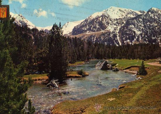 Postales: PIRINEU CATALA N&ordm; 225 VALL DE BOH&Iacute; PARQUE NACIONAL DE AIG&Uuml;ES TORTES COMERCIAL ESCUDO ORO CIRCULADA