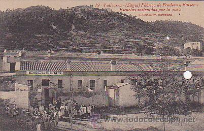 Cartoline: POSTAL VALLCARCA FABRICA FRADERA Y BUTSEMS VISTA PARCIAL ESCUELAS