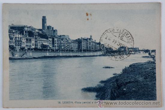Postales: ANTIGUA POSTAL DE LERIDA - VISTA PARCIAL Y RIO SEGRE - A&Ntilde;O 1944 - ROISIN - CIRCULADA -