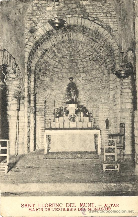Postales: SANT LLOREN&Ccedil; DEL, MUNT, ALTAR MAJOR DEL MONASTERIO MONASTERIO, UNION POSTAL UNIVERSAL, J. FIGEROLA.