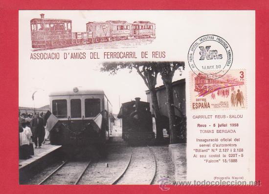 Postales: Postal de la Associaci&oacute; d'Amics del Ferrocarril de Reus - Fotografia de Niepce - Matasellada