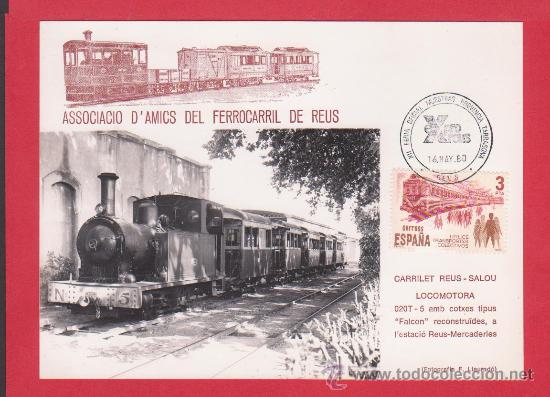 Postales: Postal de la Associaci&oacute; d'Amics del Ferrocarril de Reus - Fotografia de F. Llaurad&oacute; - Matasellada