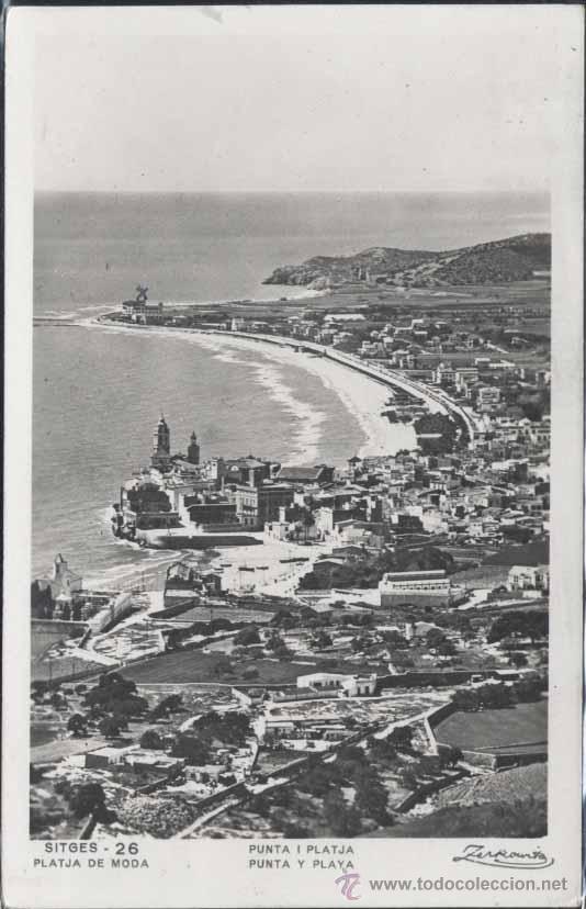 Postales: SITGES (BARCELONA).- PUNTA Y PLAYA - Foto 1