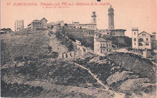 Postales: TARJETA POSTAL. BARCELONA. N&ordm; 59. TIBIDABO, EDIFICIOS DE LA CUSPIDE. ED. L. ROISIN. - Foto 1