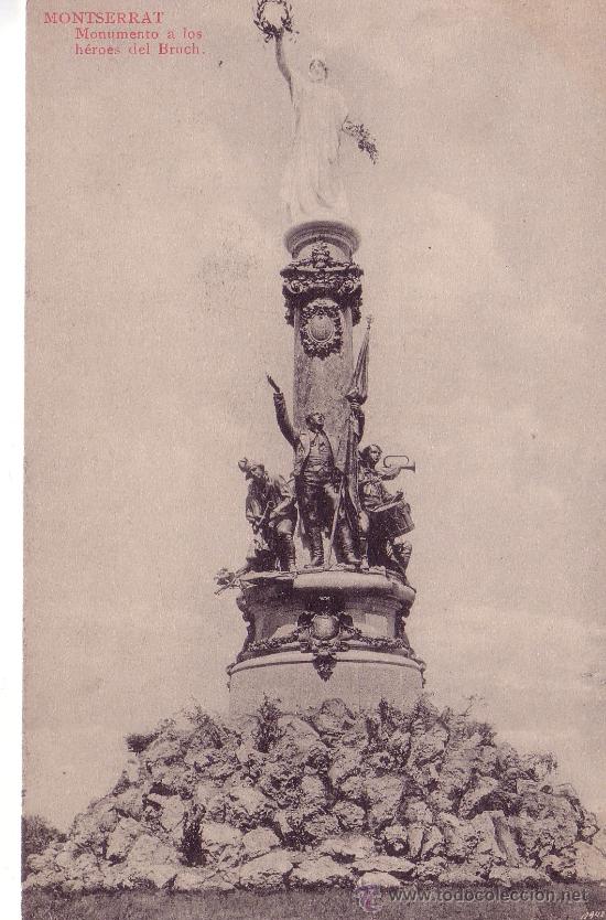 Postales: BARCELONA - MOTSERRAT - MONUMENTO A LOS HEROES DE BRUCH - Foto 1