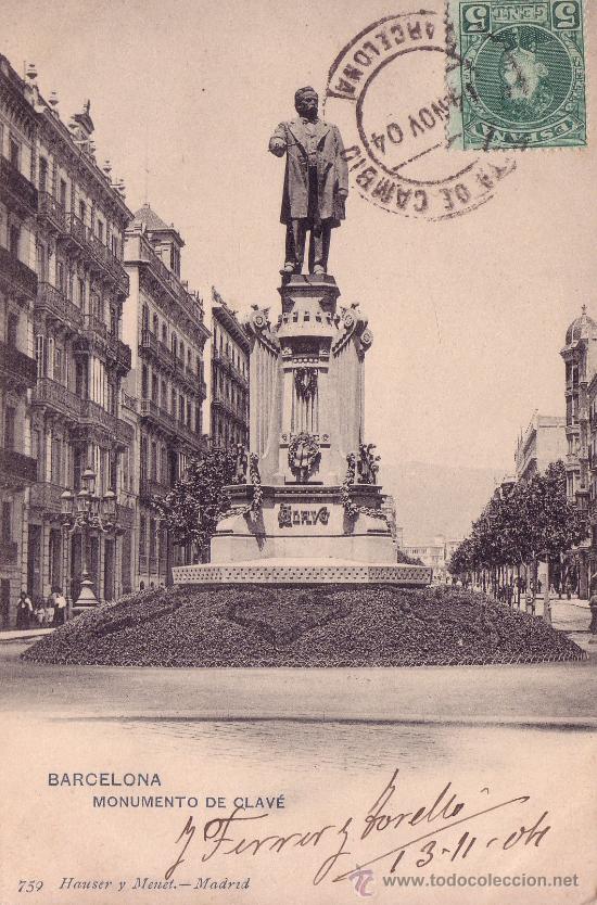 Postales: BARCELONA - MONUMENTO A CLAV&Eacute; - Foto 1