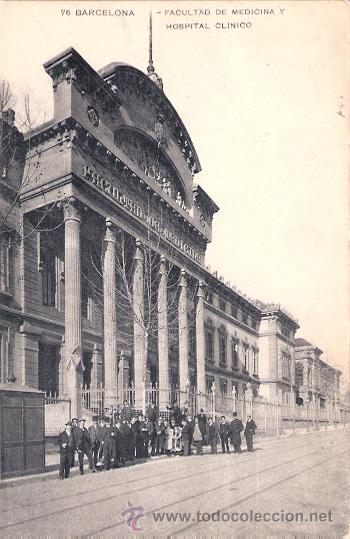Postkarten: TARJETA POSTAL. BARCELONA. N&ordm; 76. FACULTAD DE MEDICINA Y HOSPITAL CLINICO. ED. MISSE HS.