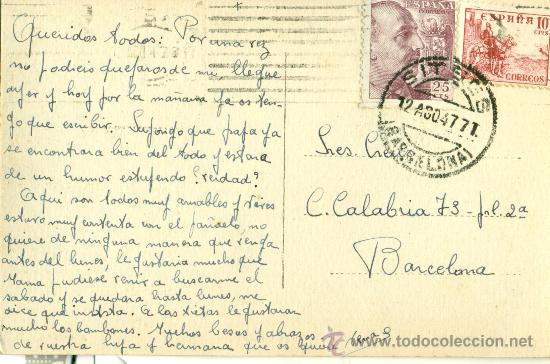 Postales: SITGES. PLAYA Y PUNTA. HACIA 1945. CIRCULADA. - Foto 2