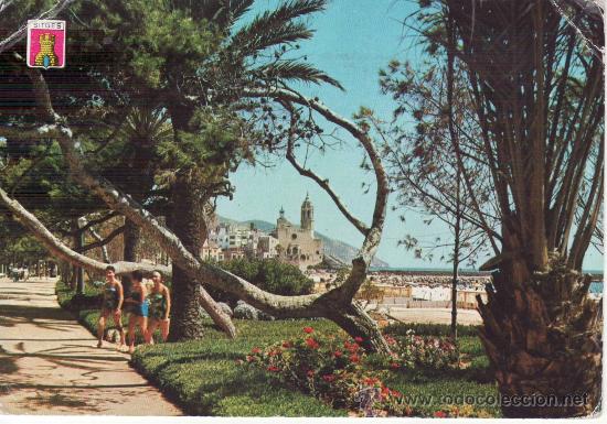 Postales: BARCELONA. SITGES. PASEO DE LA RIBERA E IGLESIA. - Foto 1