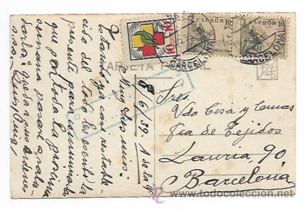 Postales: TARRASSA. PLA&Ccedil;A DE LA CREU. (CIRCULADA EN 1939) - Foto 2
