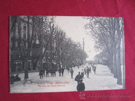 Postales: BARCELONA - RAMBLA DE SANTA MONICA - Foto 1