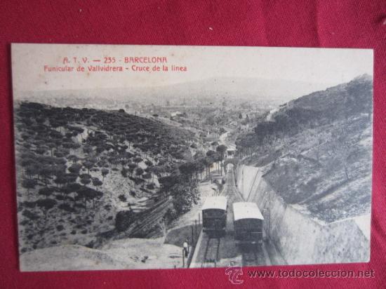 Postales: BARCELONA -FUNICULAR DE VALLVIDRERA - CRUCE DE LA LINEA - Foto 1