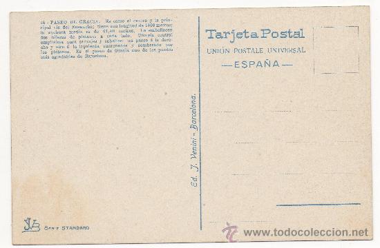 Postales: BARCELONA.- PASEO DE GRACIA. - Foto 2