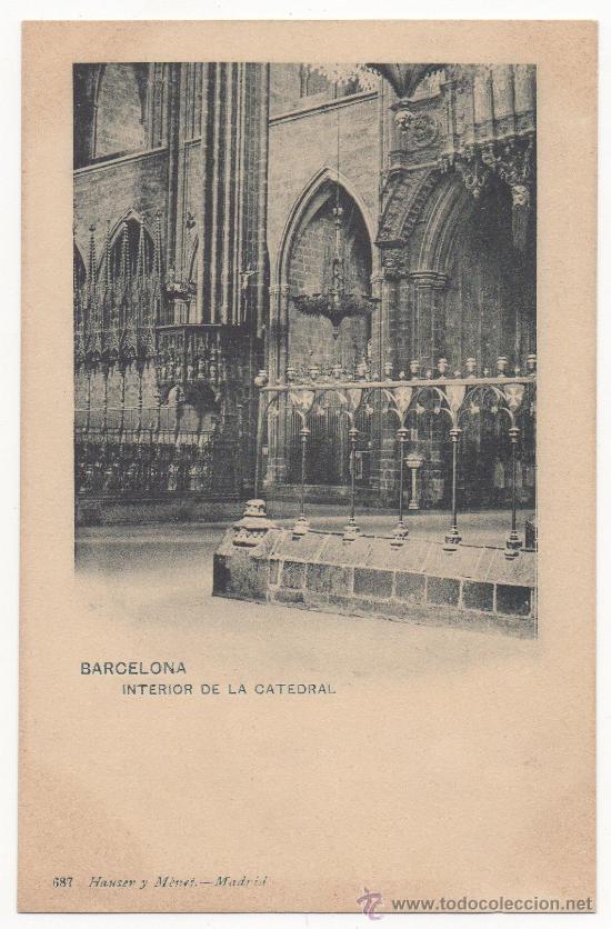 Postales: BARCELONA.- INTERIOR DE LA CATEDRAL. - Foto 1