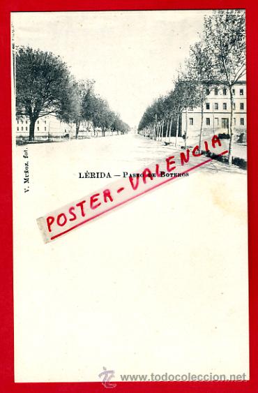 Postkarten: POSTAL LERIDA , PASEO DE BOTEROS , REVERSO SIN PARTIR , ORIGINAL, P70977