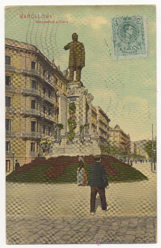 Postales: BARCELONA.- MONUMENTO &Aacute; CLAV&Eacute;. (1908). - Foto 1