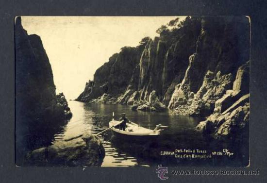 Postales: Postal de SANT FELIU DE GUIXOLS: Cala d' en Romagu&eacute;. Fotografica antiga (Mur num. 136)