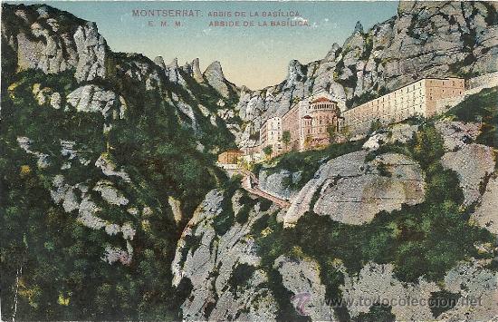 Postkarten: MONTSERRAT, VISTA ABSIDE DE LA BASILICA, KUNSTANSTALT THEODOR EISMANN, LEIPZIG