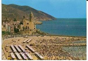 Postales: Postal de Sitges. Playa y punta. - Foto 1