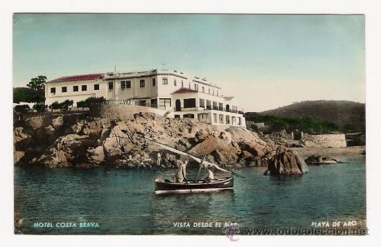 Postales: PLAYA DE ARO.-HOTEL COSTA BRAVA.-VISTA DESDE EL MAR.-FOTO ZERKOWITZ