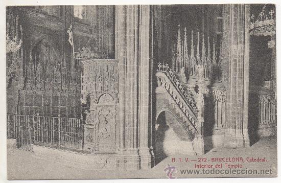 Postales: BARCELONA.- CATEDRAL. INTERIOR DEL TEMPLO. - Foto 1