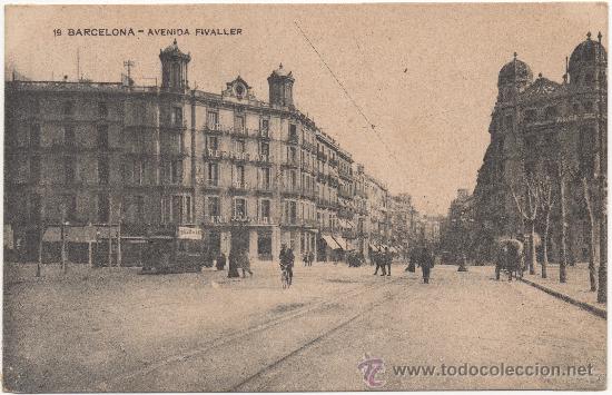 Postales: BARCELONA.- AVENIDA FIVALLER. Edici&oacute;n Miss&egrave; Hnos., n&ordm; 19. Tarjeta postal sin circular.