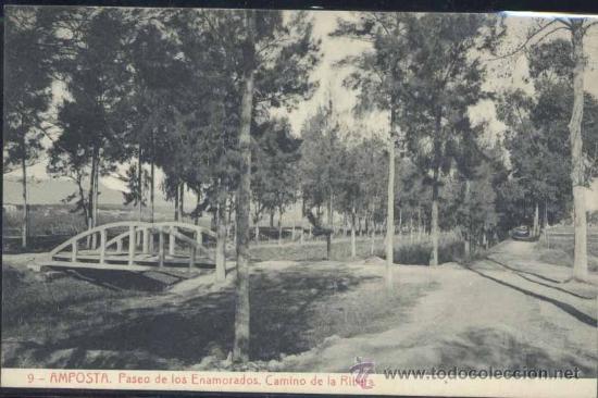 Postales: AMPOSTA (TARRAGONA).- PASEO DE LOS ENAMORADOS. CAMINO DE LA RIBERA