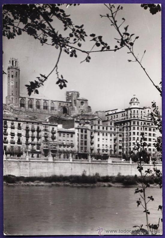 Postales: lerida - rio segre, al fondo seo antigua - n&ordm; 55 - ed. soberanas - circulada - a&ntilde;o 1960